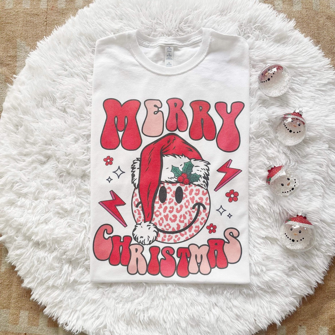 Merry Christmas Leopard Smile Snack Tee