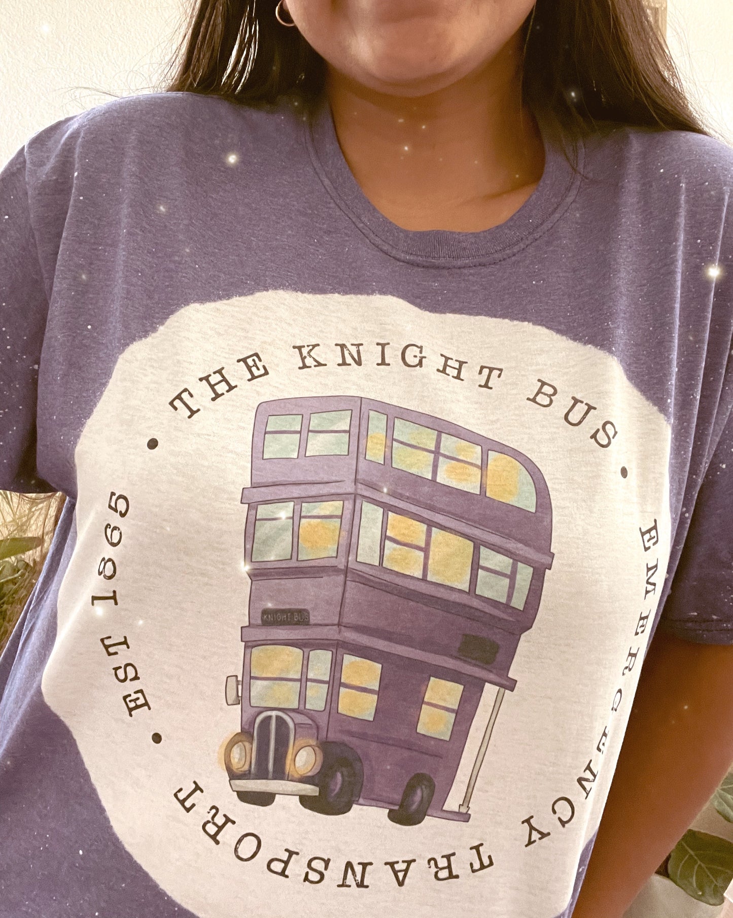 The Knight Bus Purple Bleached Graphic Tee